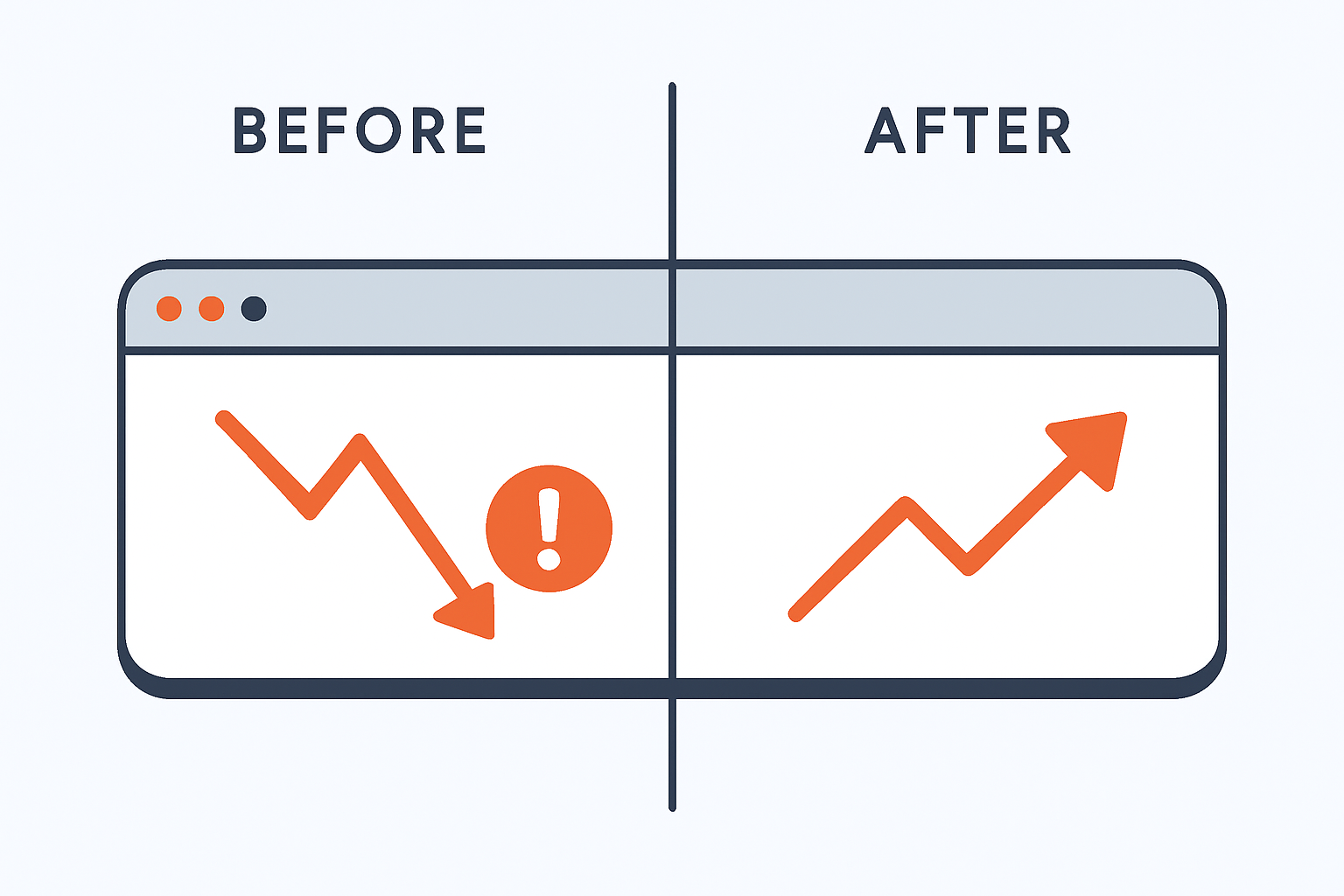 Website problems before and after